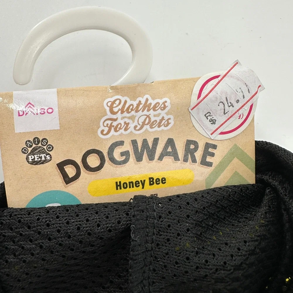 Daiso Honey Bee Dog Hoodie Costume Small Yellow Black Striped Mesh Pet Apparel